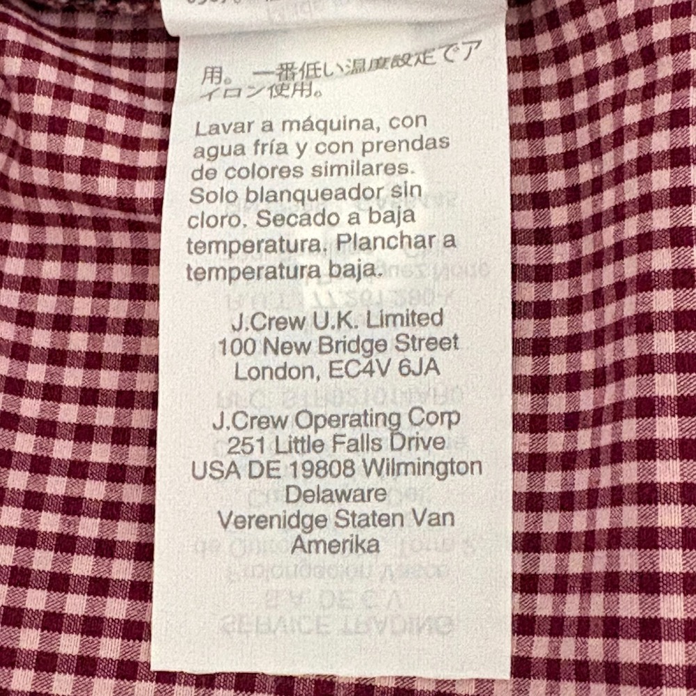 Women's J. Crew Penny Top- Red Gingham- Square Neck- 100% Cotton Blouse, Size XS - Picture 5 of 6